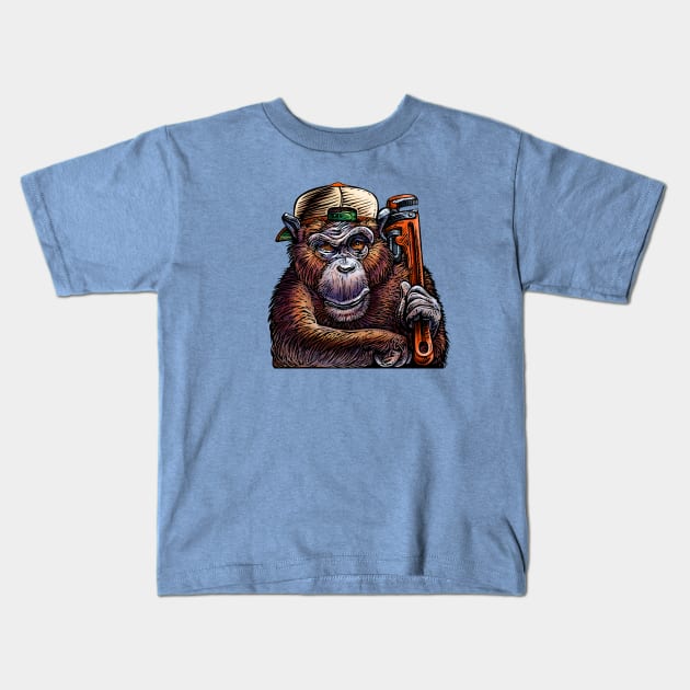 Monkey Wrench Kids T-Shirt by ChetArt